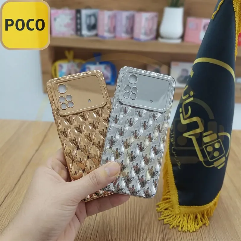 قاب پافر لوزی محافظ لنزدار مدل Xiaomi Poco M4 Pro 4G کاور پافری لوزی شیاومی Poco M4Pro 4G