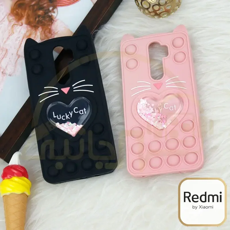 قاب سیلیکونی lucky cat مدل Xiaomi Redmi Note 8 PRO 4G کاور پاپیت گربه ای اورجینال پاک کنی نوت 8 پرو
