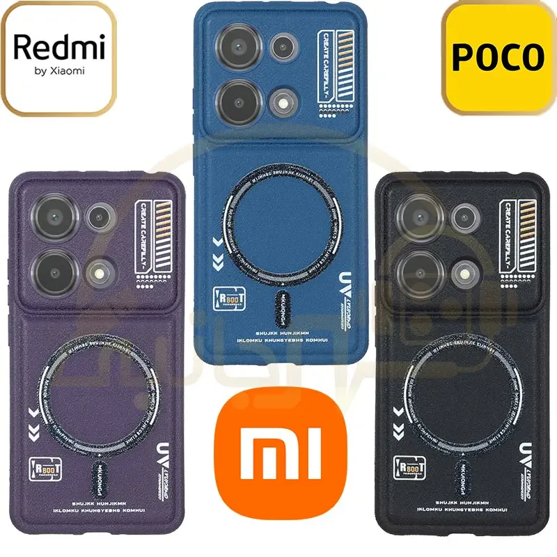 قاب Texture طرح مگ سیف محافظ لنزدار Xiaomi Redmi Note 14S / Note 13 Pro 4G / M6 Pro 4G