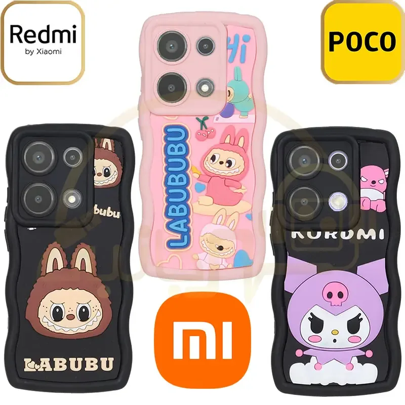 قاب کنگره ای عروسک برجسته محافظ لنزدار Xiaomi Redmi Note 14S / Note 13 Pro 4G / Poco M6 Pro 4G