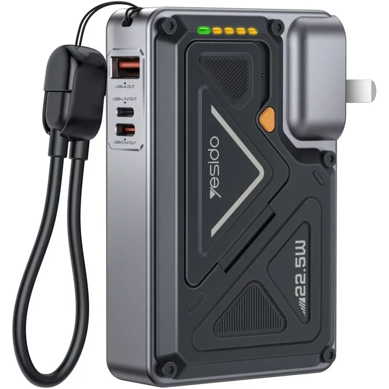 پاوربانک PD و فست شارژ Yesido 10000mAh مدل YP89 20W - خاکستری