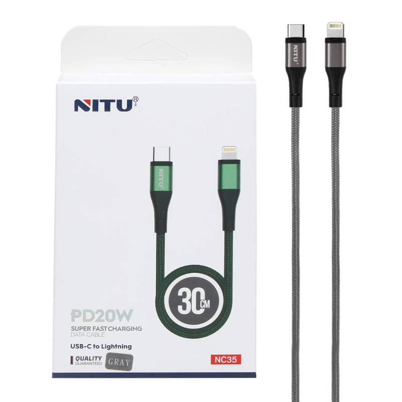 کابل شارژ پاوربانک PD و فست NITU Type-C to LIGHTNING مدل NC35