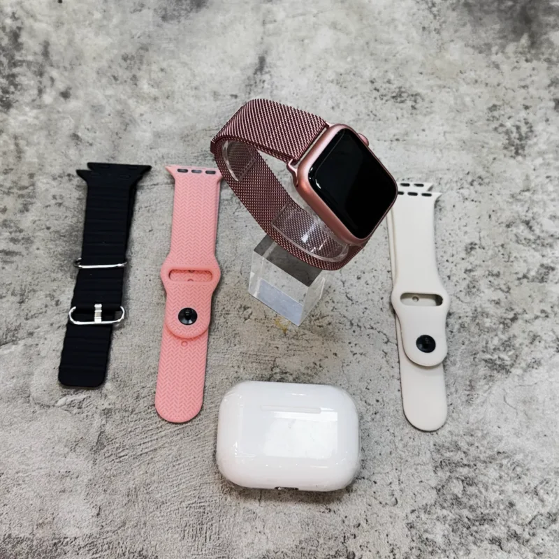 ساعت هوشمند طرح اپل واچ سایز ۴۰ میلیمتری مدل Wisme X3 mini با ۵ عدد بند و ایرپاد