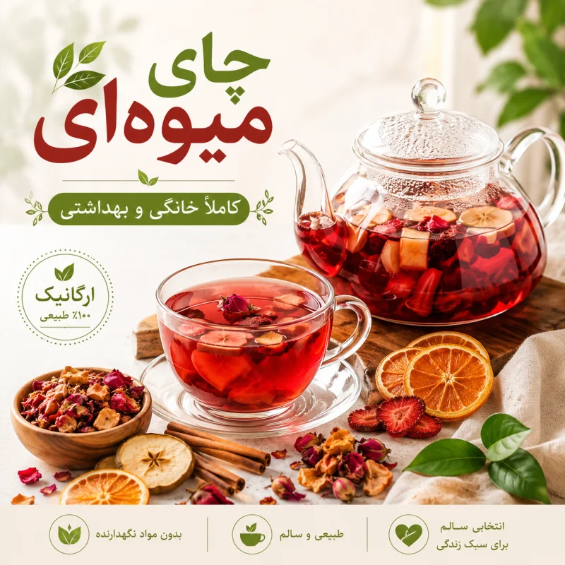 چای میوه ای کاملا خانگی و بهداشتی دویست گرمی